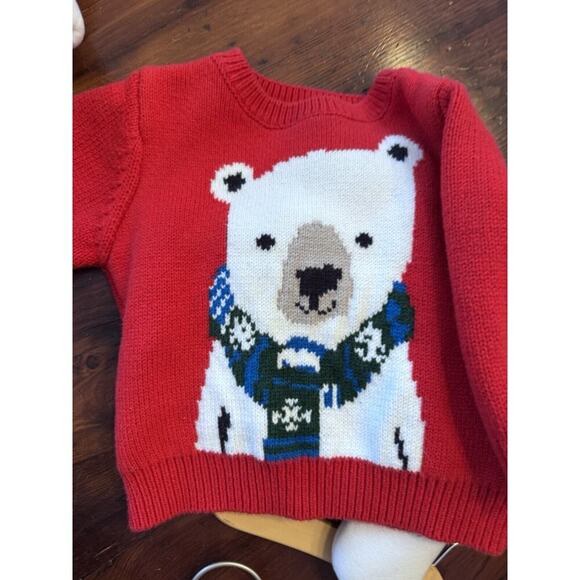 Hatley Holiday Bear Crew Neck Knit Sweater Red Baby Size 9-12 Months - Picture 7 of 10